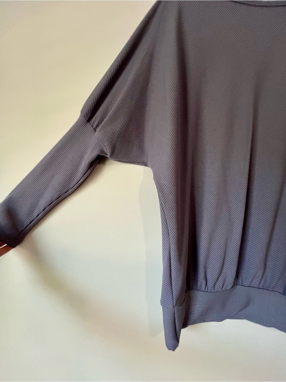 Lavender Ribbed Batwing Long Sleeve Banded Bottom Top - Picture 3 of 6